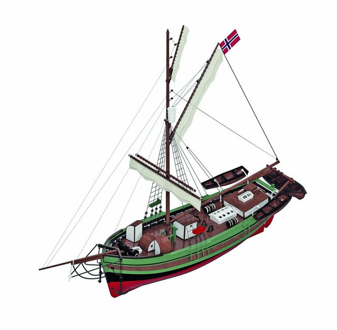 Hovedbilde Gjøa Polarskip fra 1872. Skala 1:50 Total lengde ...