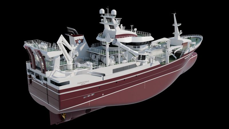 Trønderbas: Moderne fiskefartøy. Skala 1:72, 1050 mm.